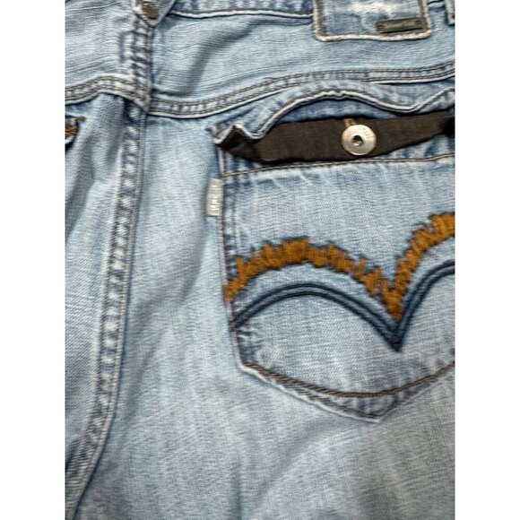 Levi's Silvertab Slim Straight Distressed Blue Jeans Flap Pockets Men's 36x32 - Picture 4 of 8